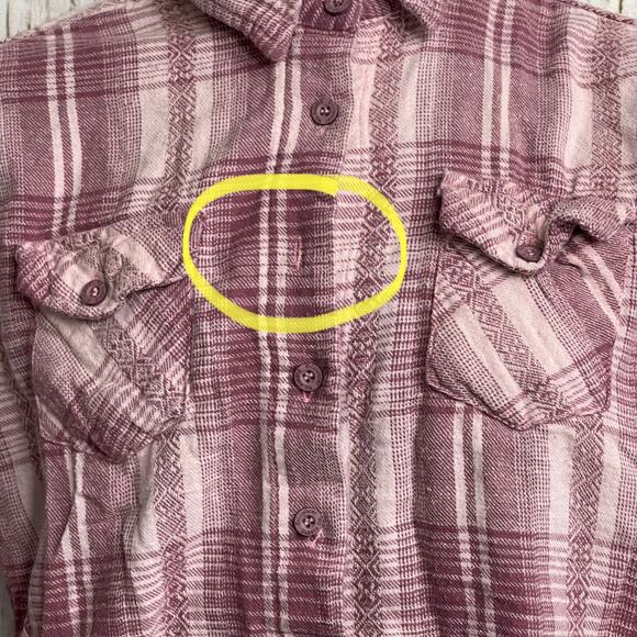 Stillwater Supply Shirt Size M Pink Plaid Button Up Long Sleeve MISSING BUTTON - Picture 3 of 5